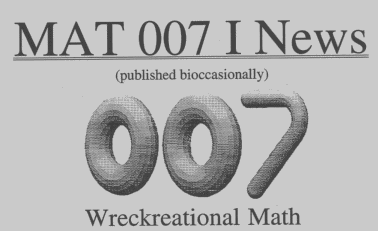 MAT 007 I News, Wreckreational Math